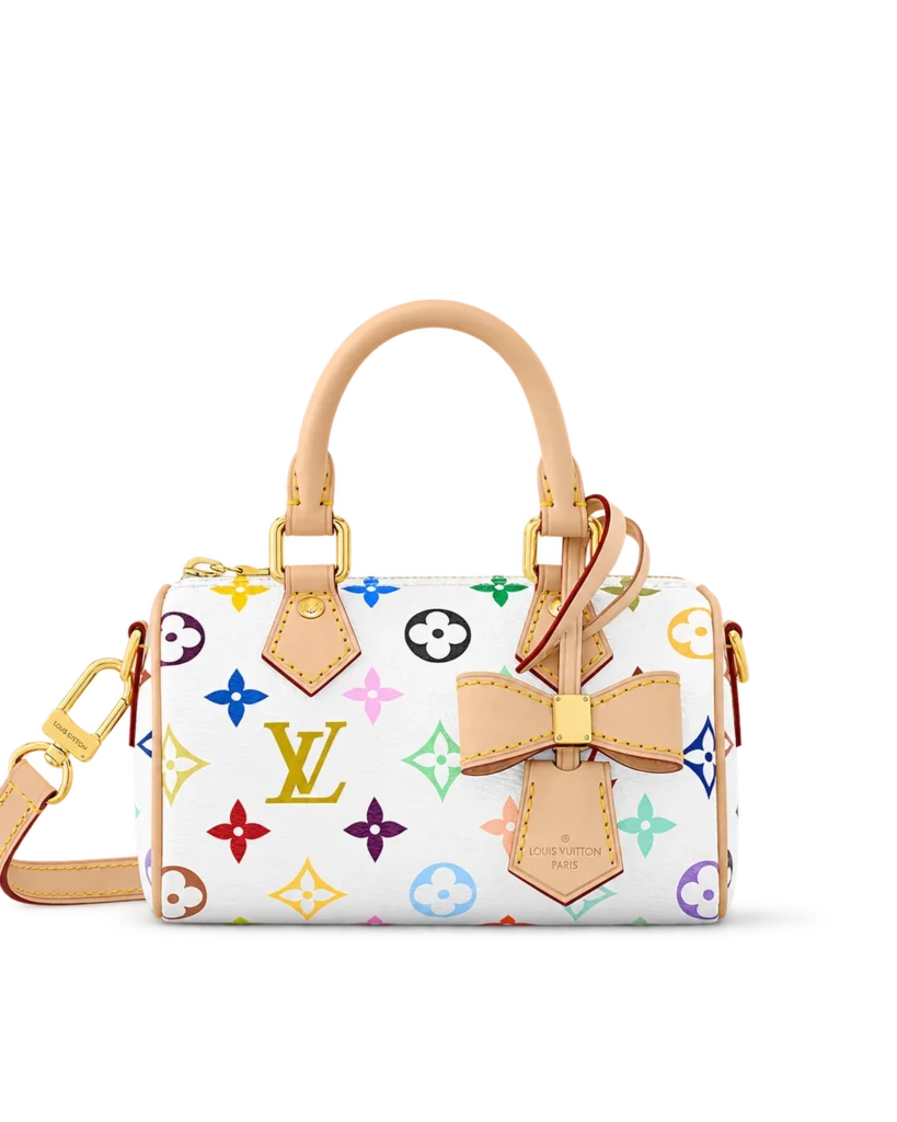 White Multicolor Nano Speedy-Inspired Mini Bag — main view