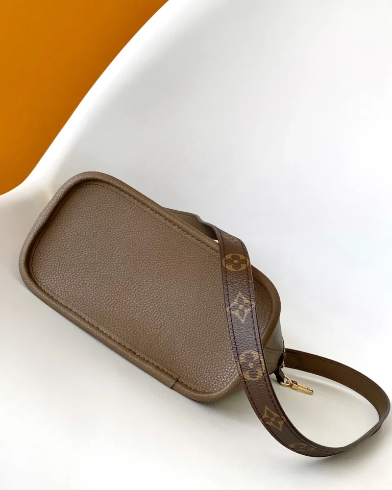 Brown and Taupe Monogram Mini Tote with Detachable Pouch