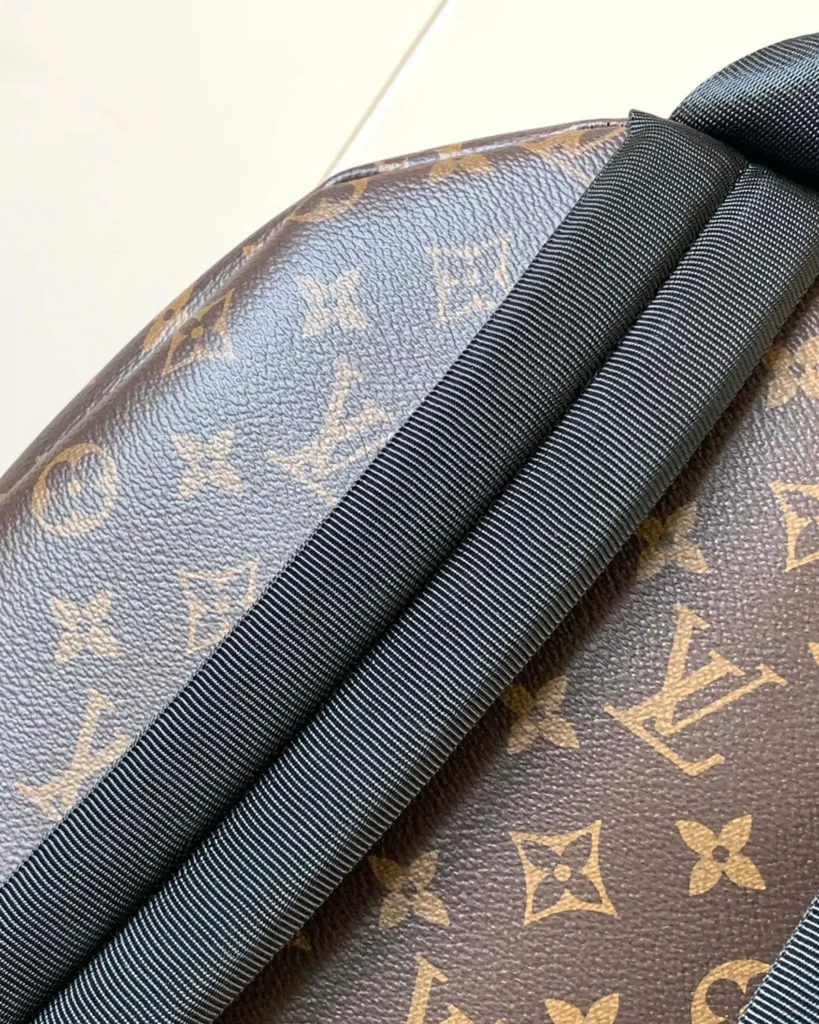 Brown Monogram Discovery-Inspired Backpack — shoulder strap detail view
