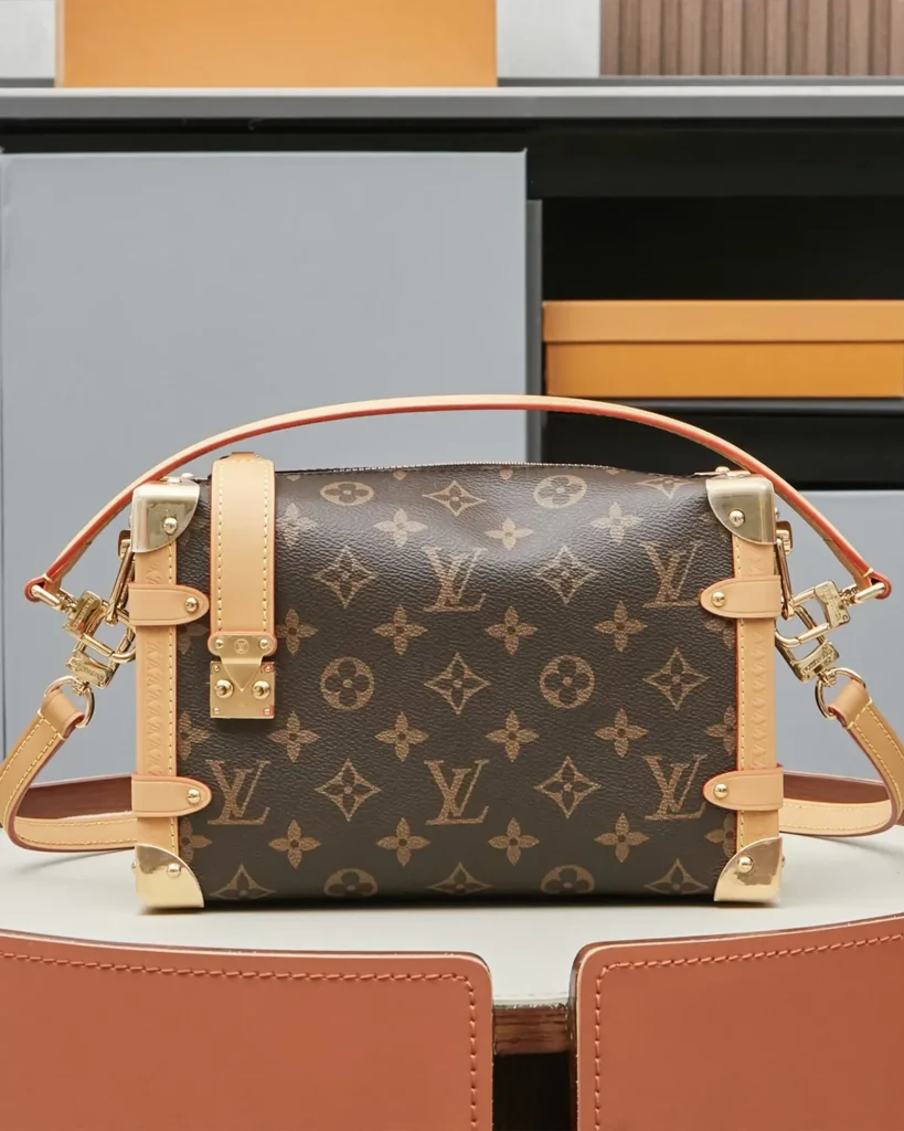 Brown Monogram Tan-Trim Shoulder Bag — front view