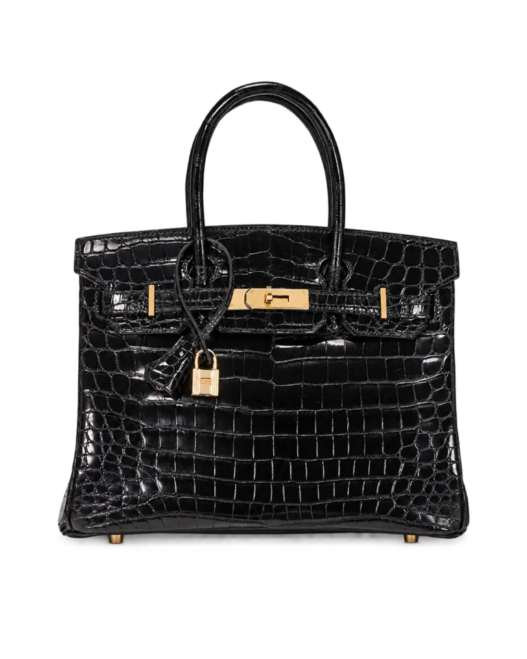 Black Glossy Scale-Texture Top-Handle Bag — main view