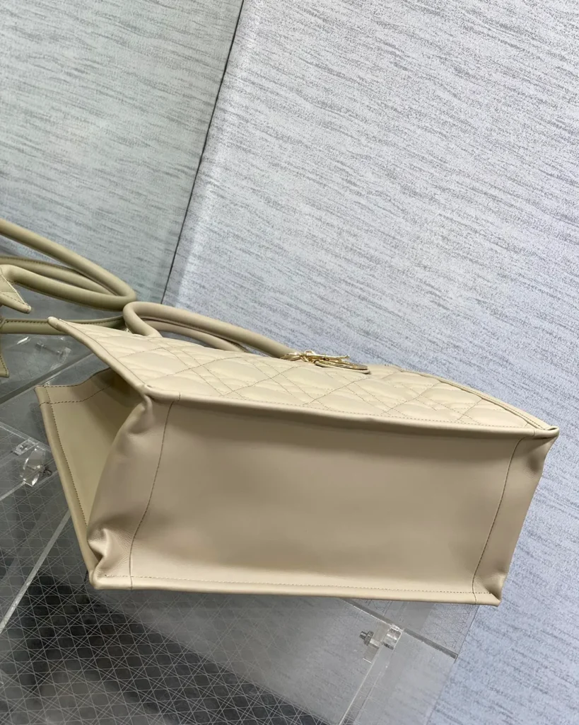 Taupe Geometric Quilted Tote — base view